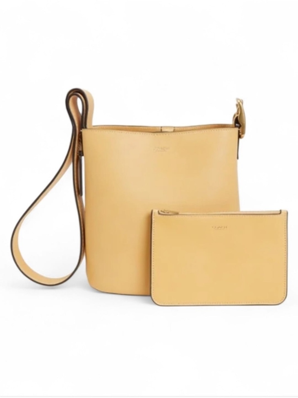 Coach Pebbled Yellow Bucket Crossbody with Wide Strap